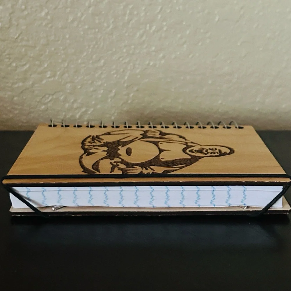 🪷 Laughing Buddha Artisan Handmade Wooden Notebook